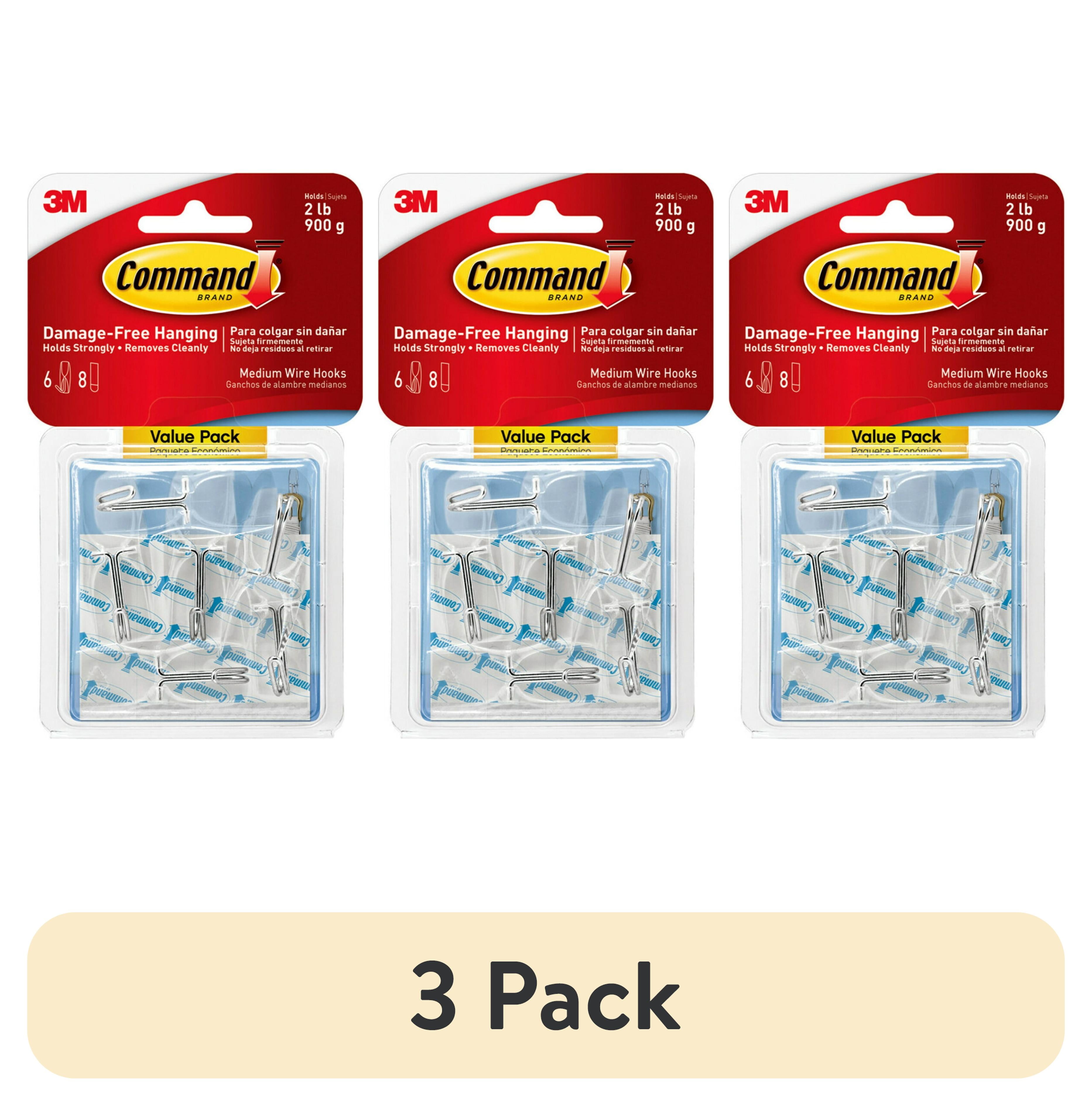 (3 pack) Command Wire Toggle Hooks, Clear, Medium, 6 Wall Hooks, Damage-Free Hanging