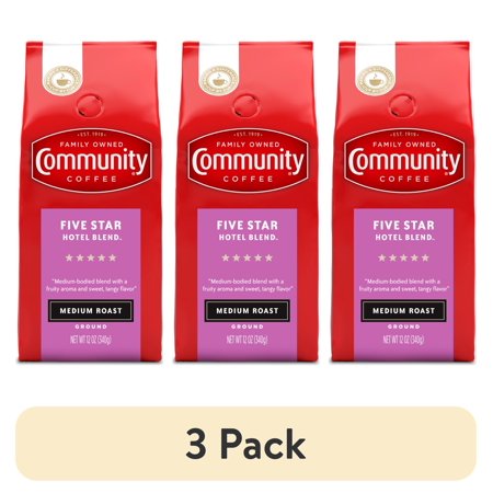 (3 pack) Community Coffee Five Star Hotel Blend™ Medium Roast Ground 12 oz Gable Top