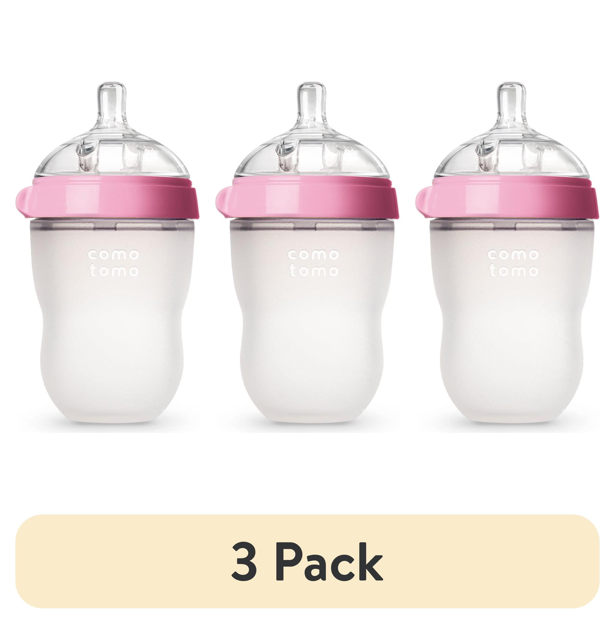 (3 pack) Comotomo Baby Bottle, Double Pack, 8 oz Pink