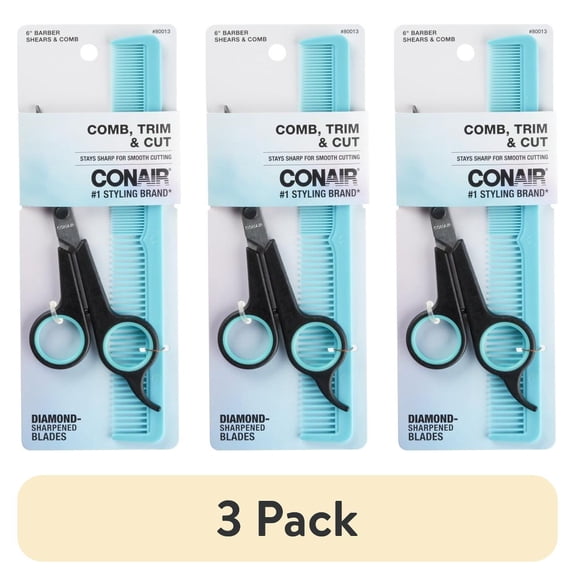 Conair Classic Diamond-Sharpened Shears & Barber Comb Grooming Kit, 2 Piece Set