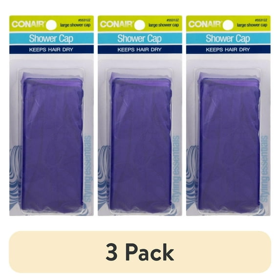 (3 pack) Conair Styling Essentials Shower Cap, 1 Large Shower Cap, Color May Vary