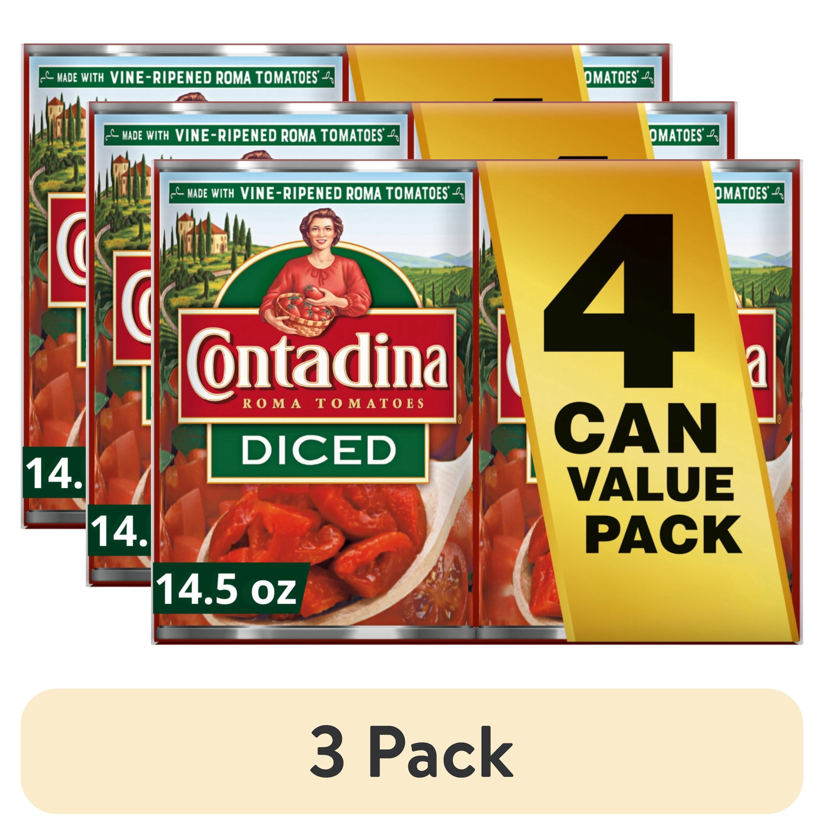 (3 pack) Contadina Diced Tomatoes, 14.5 oz Can (Pack of 4)