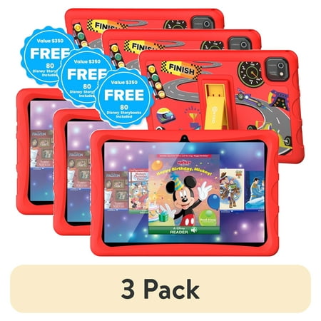 (3 pack) Contixo K103 10" Kids Tablet 2025 Edition, 8-Core 2.0GHz, 3GB RAM, 32GB Storage, Android 13, Contixo Academy, Kid-Proof Case with Kickstand, Pink
