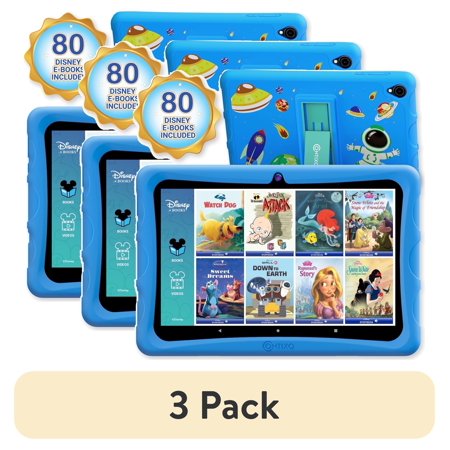 (3 pack) Contixo K103B 10-Inch Kids Tablet with 64GB Storage, Disney eBooks Bundle, Parental Controls, Space Theme, Blue