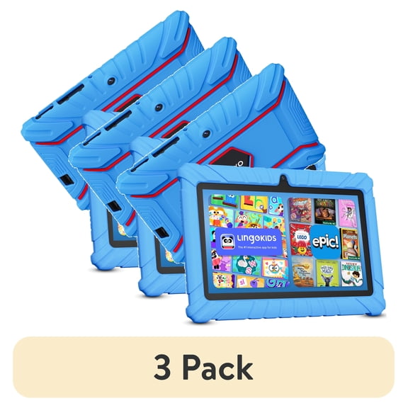 (3 pack) Contixo V8 Kids Tablets, Educational Tablets for Kids with Learning Apps and Kid-Proof Tablet Case, 7, Blue