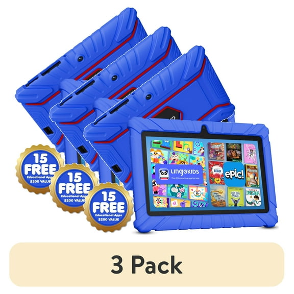 (3 pack) Contixo V8 Kids Tablets, Educational Tablets for Kids with Learning Apps and Kid-Proof Tablet Case, 7, Dark Blue