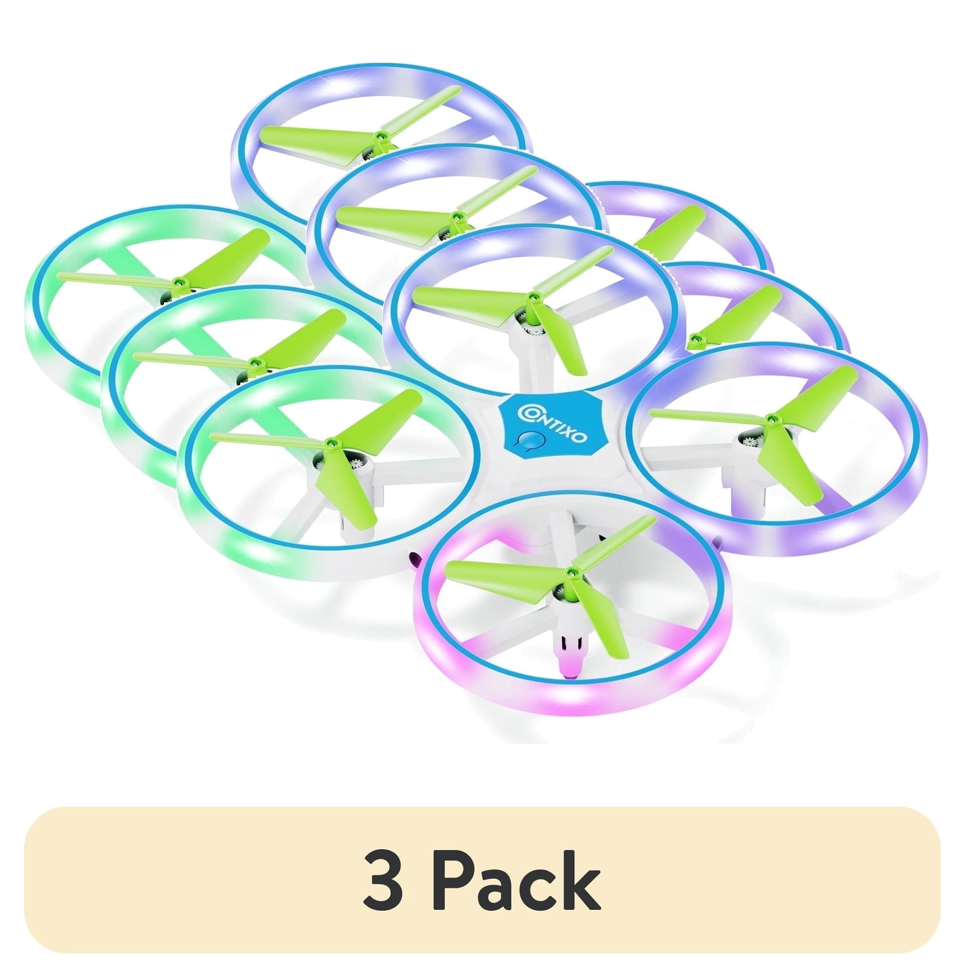 (3 pack) Contixo Drones for Kids, Kids Drone with LED Lights, Altitude Hold, and 16-Min Flight, Blue Dragonfly