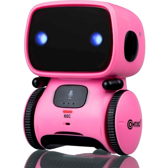 (3 pack) Contixo Kids Smart Robot Toy Mini Robot Talking Singing Dancing Interactive Voice Control Touch Sensor Speech Recognition Infant Toddler Children Robotics - R1 Pink