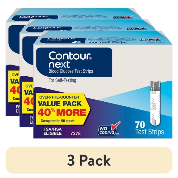 (3 pack) CONTOURNEXT Blood Glucose Test Strips, 70 Count