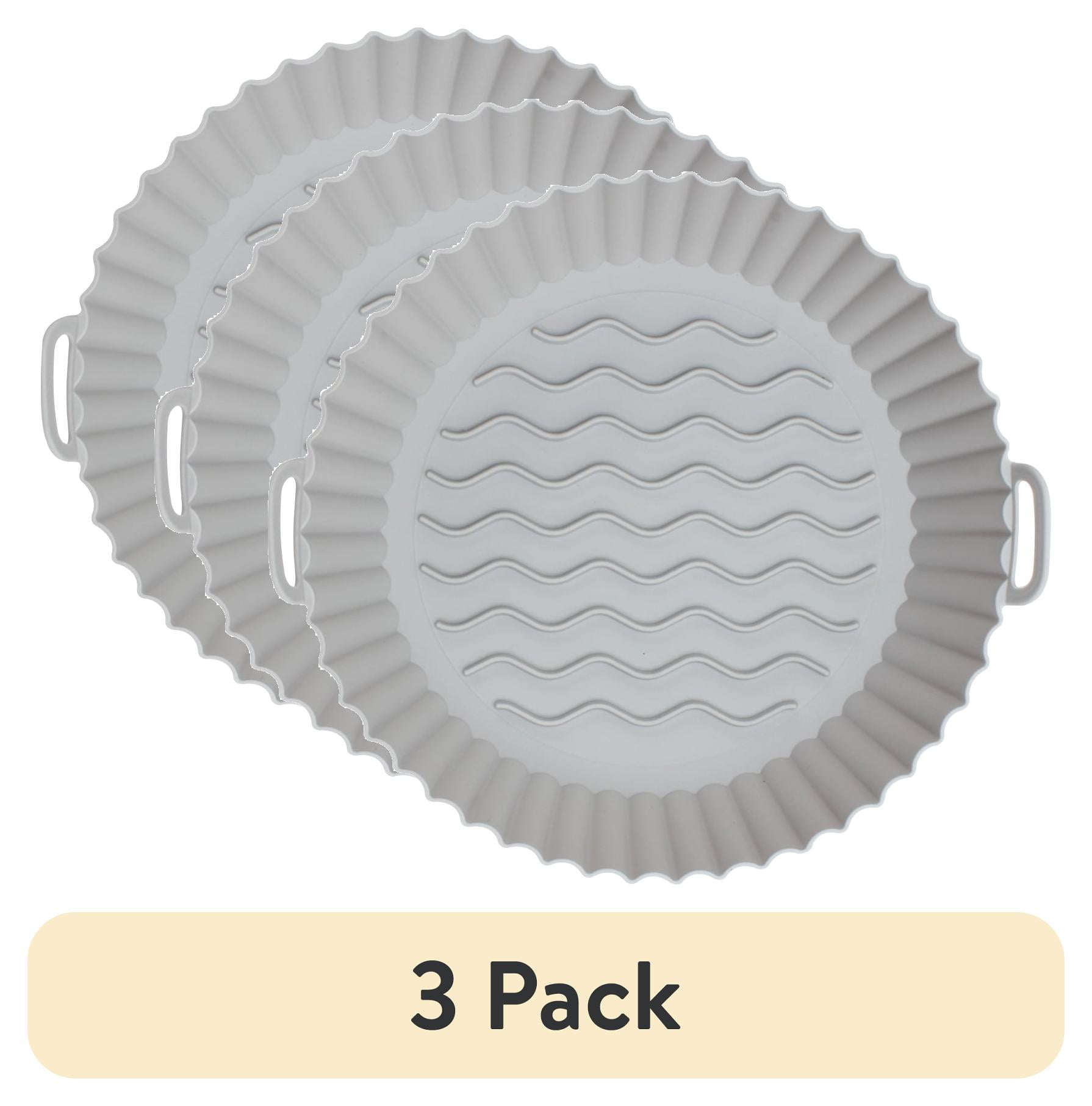 (3 pack) Cook with Color Grey Silicone Reusable Air Fryer Liner, 7” diameter 2” tall, 1 Count per Pack