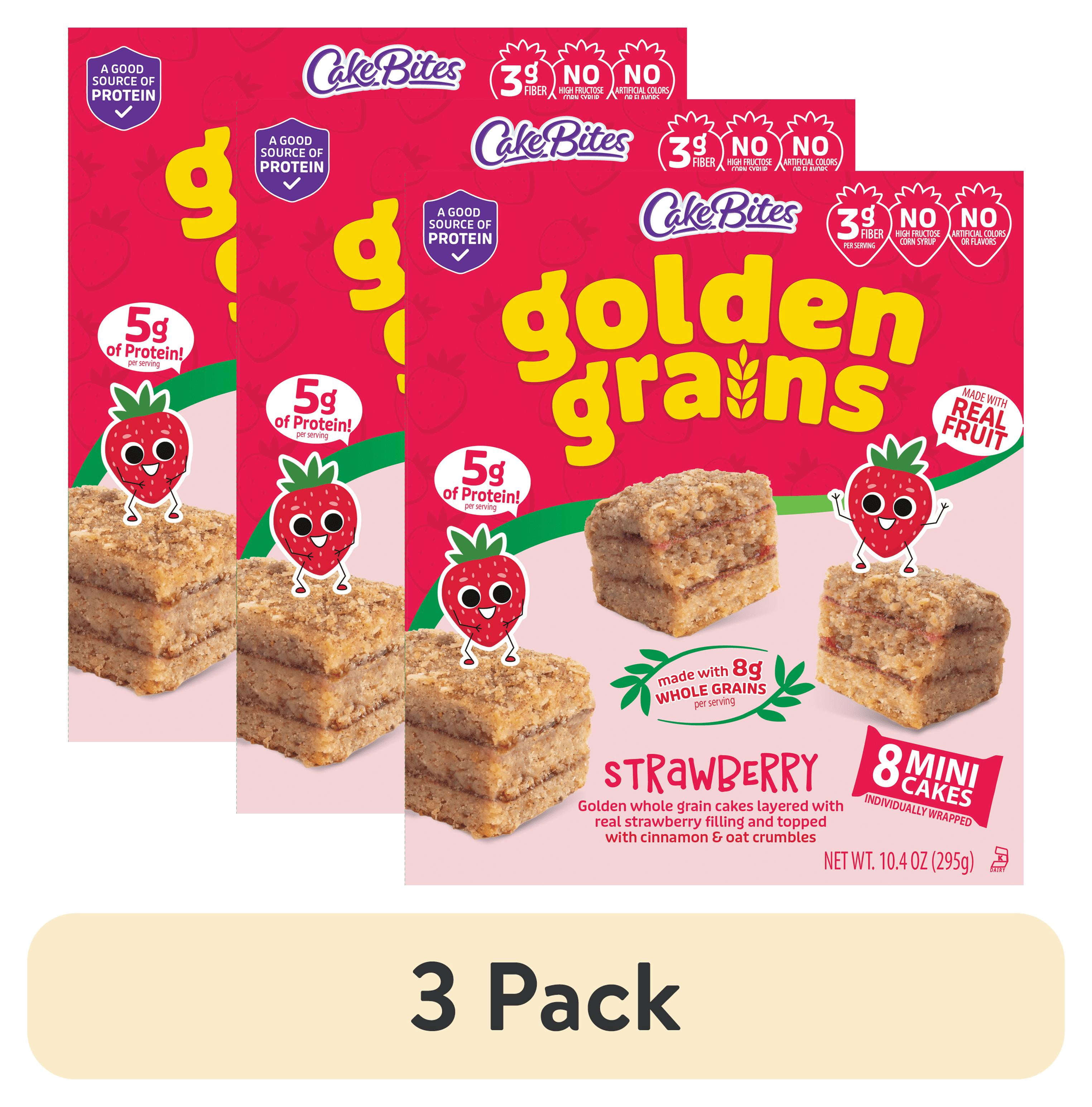 (3 pack) Cookies United Golden Grains Strawberry, 8 Mini Cakes, 10.4oz