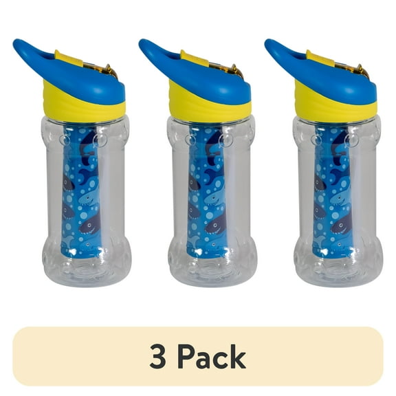 (3 pack) Cool Gear 14 Oz. non-toxic Paloma Bottle Shark, Blue and Yellow