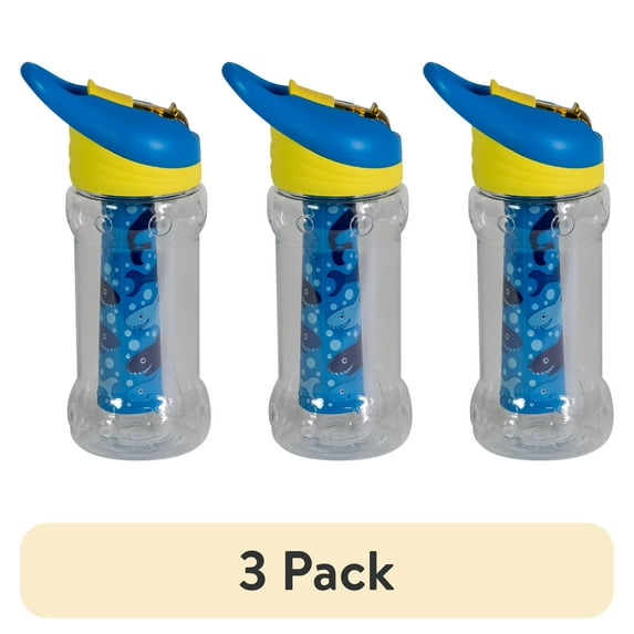 (3 pack) Cool Gear 14 Oz. non-toxic Paloma Bottle Shark, Blue and Yellow