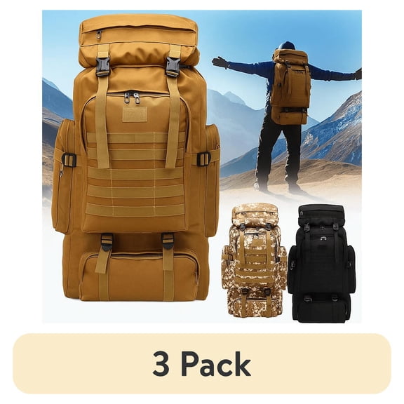 (3 pack) Cooltop 80L Large Capacity Waterproof Hiking Backpack for Outdoor Camping Sports Rucksacks Sport