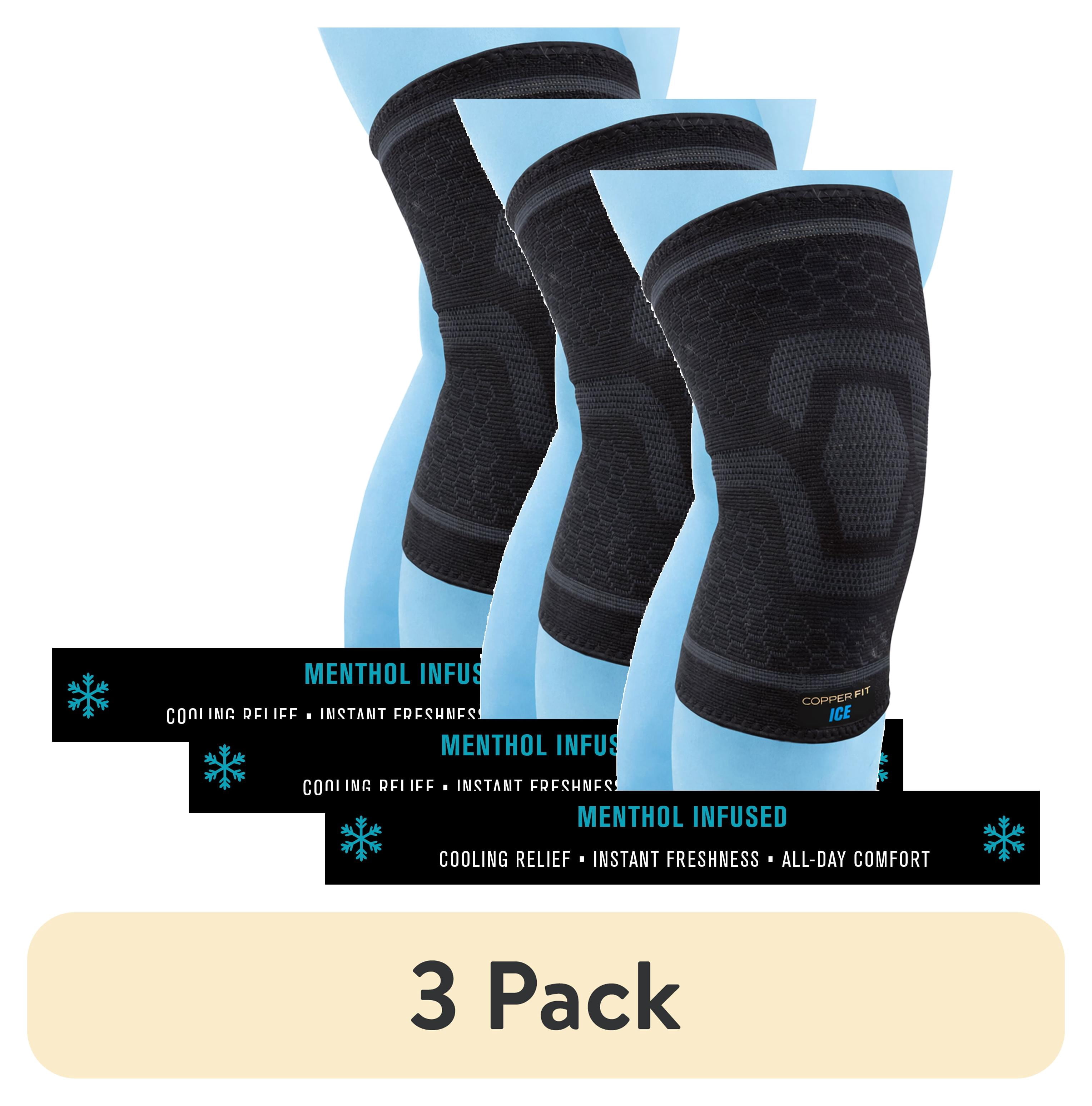 (3 pack) Copper Fit® ICE Compression Knee Sleeve, Menthol Infused, Large/XL, Black, 1-Pack, FSA HSA Eligible
