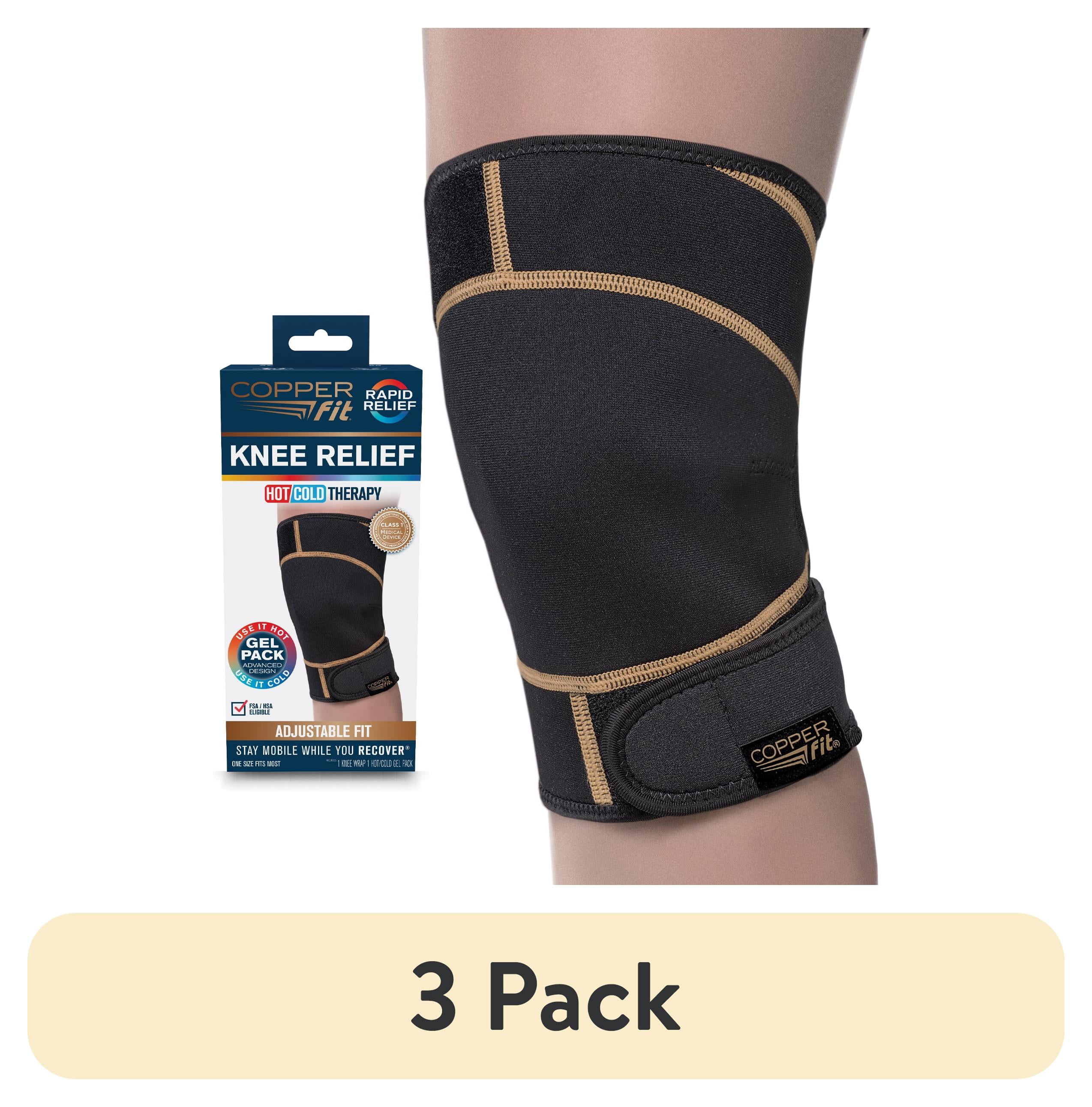 (3 pack) Copper Fit® RAPID RELIEF Knee Wrap | Adjustable | Hot & Cold Therapy Gel Pack