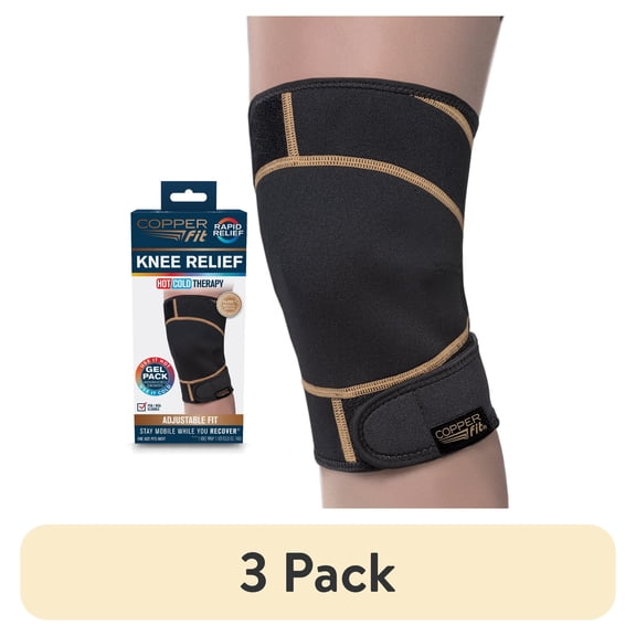 (3 pack) Copper Fit® RAPID RELIEF Knee Wrap | Adjustable | Hot & Cold Therapy Gel Pack
