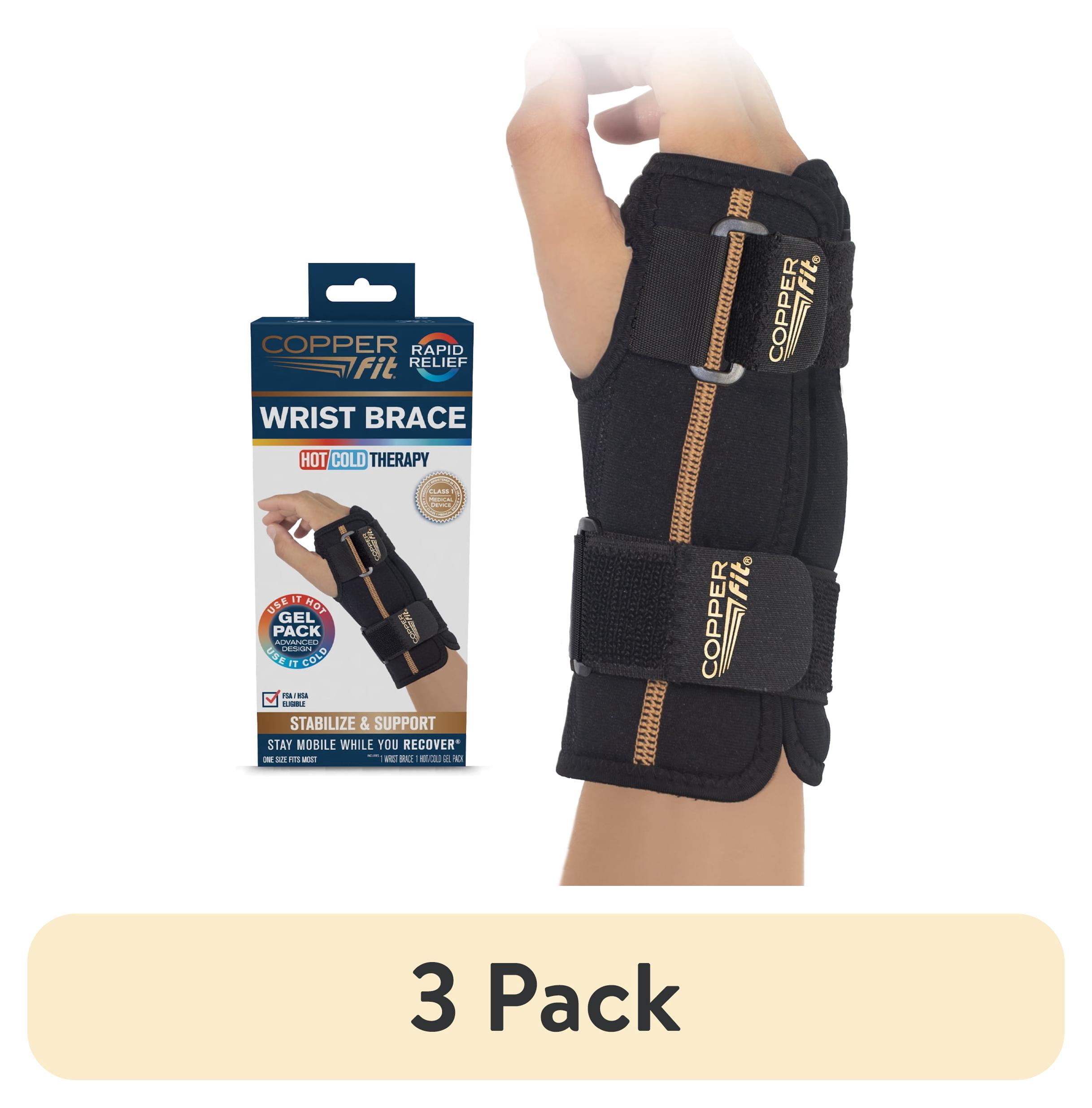 RIZAP COMMIT WITH BURN+ 3袋 3 pack) Copper Fit® RAPID RELIEF Wrist Brace | Hot & Cold Gel Pack