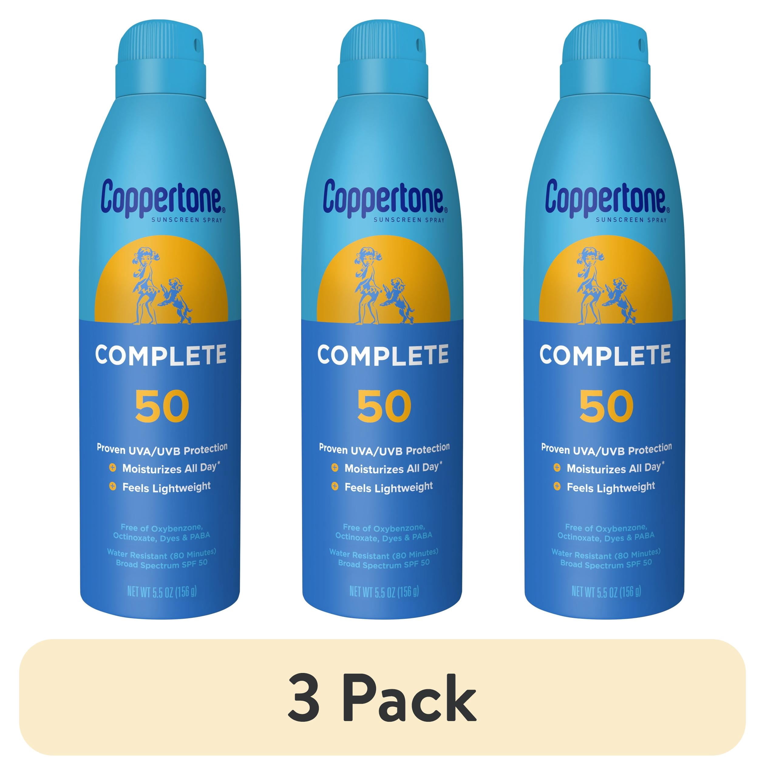 (3 pack) Coppertone Complete Sunscreen Spray, SPF 50 Spray Sunscreen, 5.5 oz