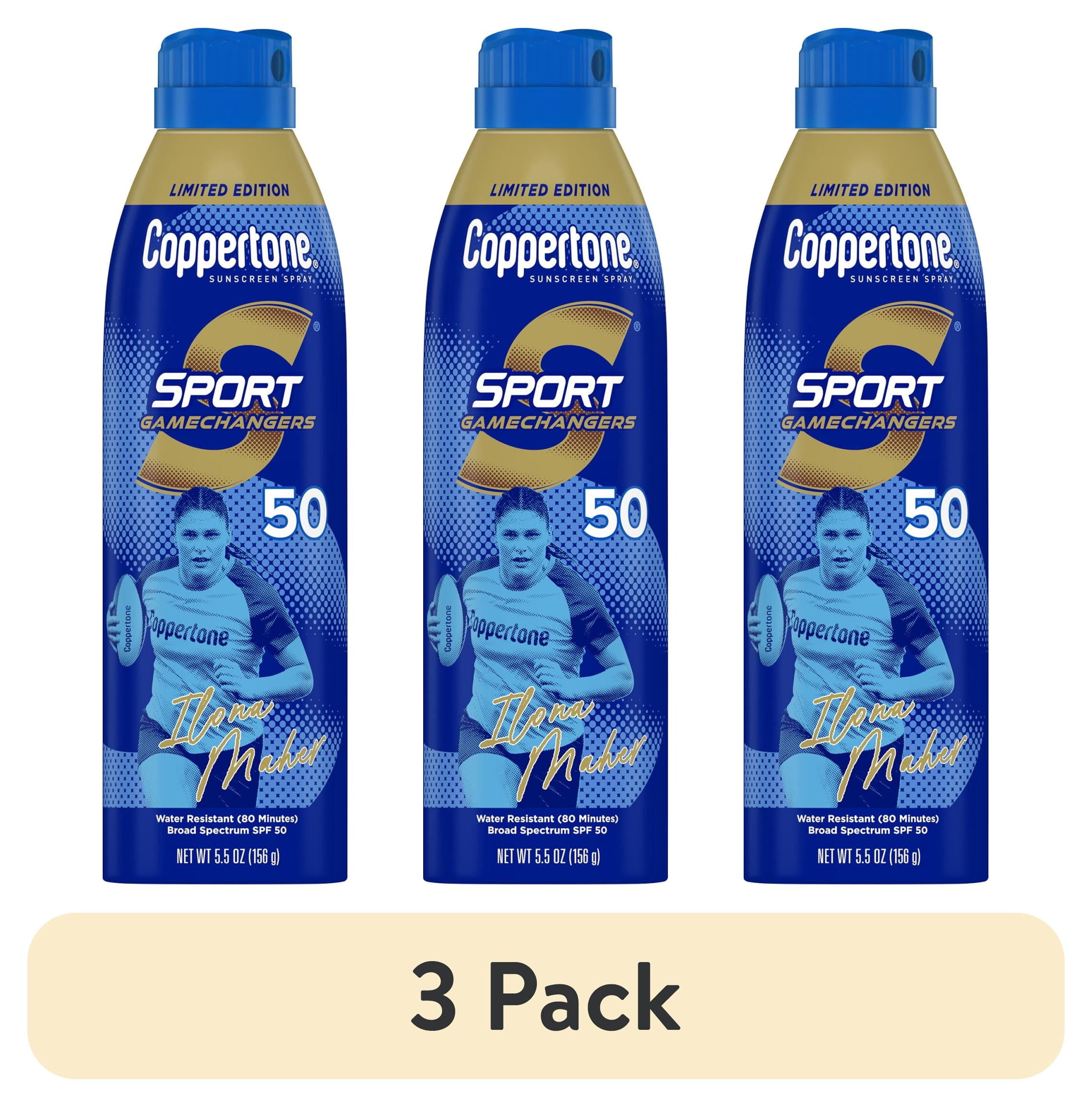 (3 pack) Coppertone Sport Sunscreen Spray, Ilona Maher Limited Edition Design, SPF 50 Sunscreen, 5.5 oz