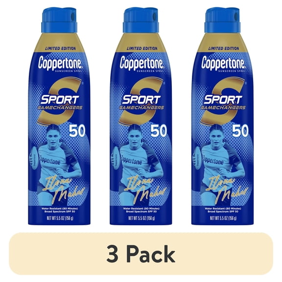 (3 pack) Coppertone Sport Sunscreen Spray, Ilona Maher Limited Edition Design, SPF 50 Sunscreen, 5.5 oz