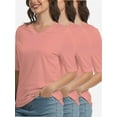 thumbnail image 1 of 3-pack Coral pink Women's V Neck T Shirts Basic Summer Tees Casual Half Sleeve Tops, 1 of 4