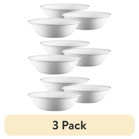 (3 pack) Corelle Winter Frost White 64 oz Glass Serving Bowl (Set of 3)