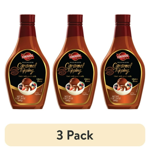 (3 pack) Coronado Cajeta Dulce De Leche Syrup Topping with Goat Milk, 23.28 oz Bottle