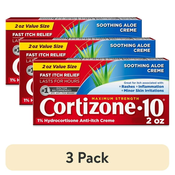 (3 pack) Cortizone-10 1% Hydrocortisone Anti Itch Cream for Eczema and Bug Bite Relief, Maximum Strength, 2 oz