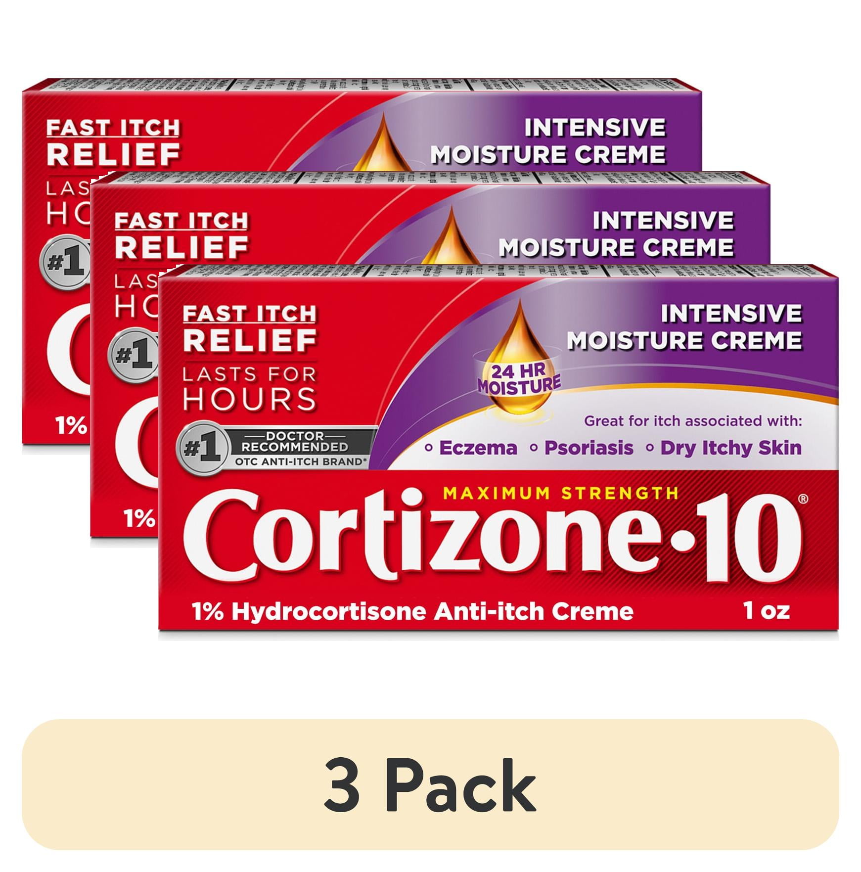 (3 pack) Cortizone-10 Intensive Moisture 1% Hydrocortisone Anti Itch Cream for Eczema and Bug Bite Relief, Maximum Strength, 1 oz