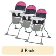 3 pack Cosco Kids Simple Fold Baby High Chair, Portable Feeding Chair, Pink