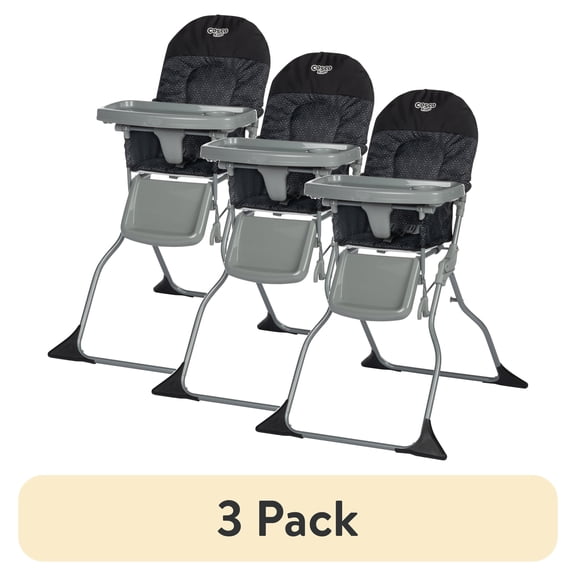 (3 pack) Cosco Kids Simple Fold Baby High Chair, Portable Feeding Chair, Black