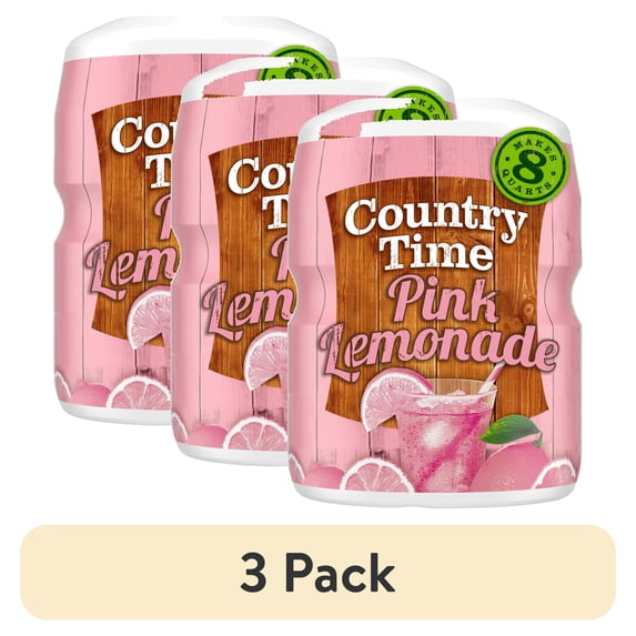 (3 pack) Country Time Pink Lemonade Powdered Drink Mix, 1 Canister, for Flavorful Hydration and Shareable Refreshment, Naturally Flavored with Other Natural Flavor, No Artificial Sweeteners or Flavors, 19 oz