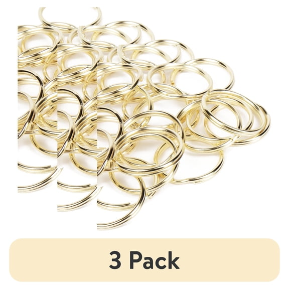 (3 pack) (3 pack) Cousin DIY 1.25in Large Polished Gold Split Rings, Key Rings, 40 Piece