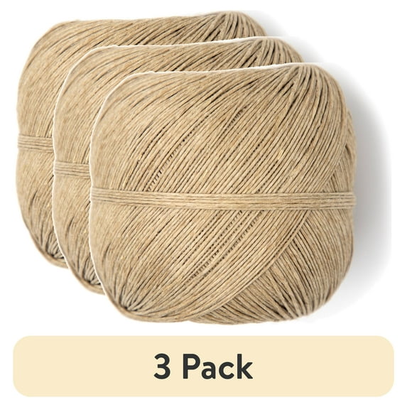 (3 pack) Cousin DIY 10lb Thin Polished Hemp Twine, 400 ft Roll, Natural Brown