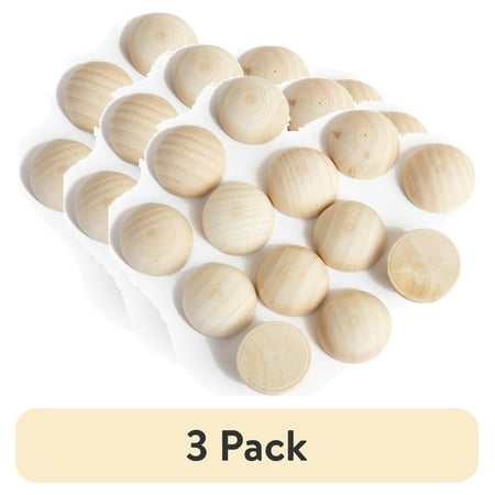 (3 pack) Cousin DIY Split Natural Wood Balls for Crafting, 13 Pieces, 1 Inch Diameter