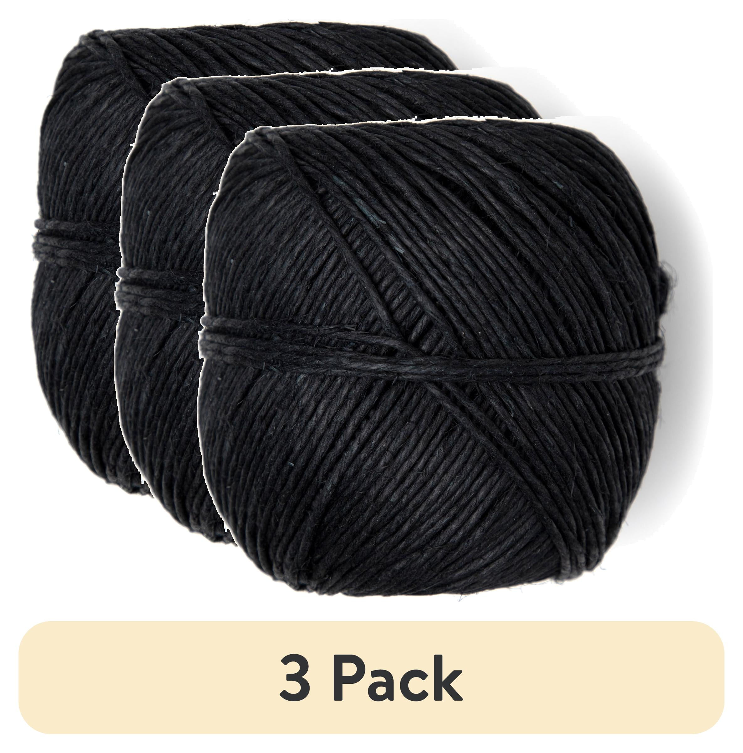 (3 pack) Cousin DIY 20lb Natural Polished Thin Hemp Twine, Crafting/Jewelry, Black, 300ft Roll