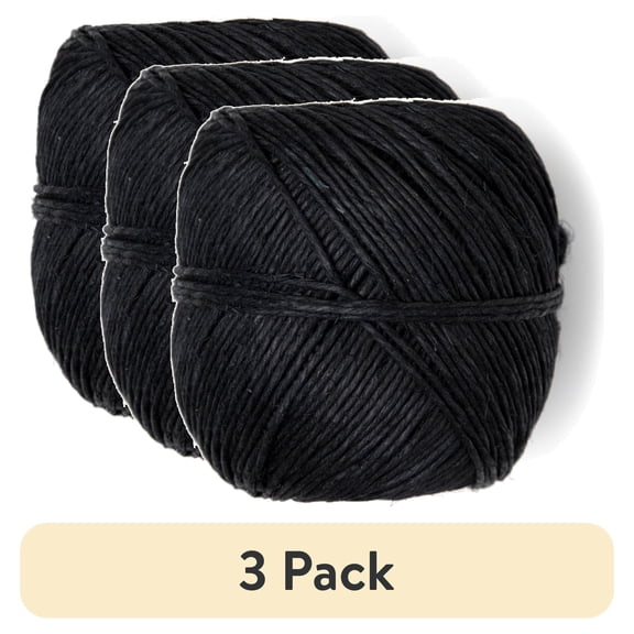 (3 pack) Cousin DIY 20lb Natural Polished Thin Hemp Twine, Crafting/Jewelry, Black, 300ft Roll