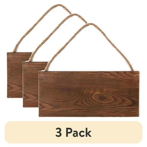 (3 pack) Cousin DIY Barn Wood Plank Sign with Twine Hanging Cord, Rectangle, 12 in x 5.5 in