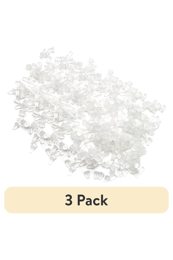 (3 pack) Cousin DIY Clear Silicone Earring Push Backs, Jewelry Findings, 200 Pc