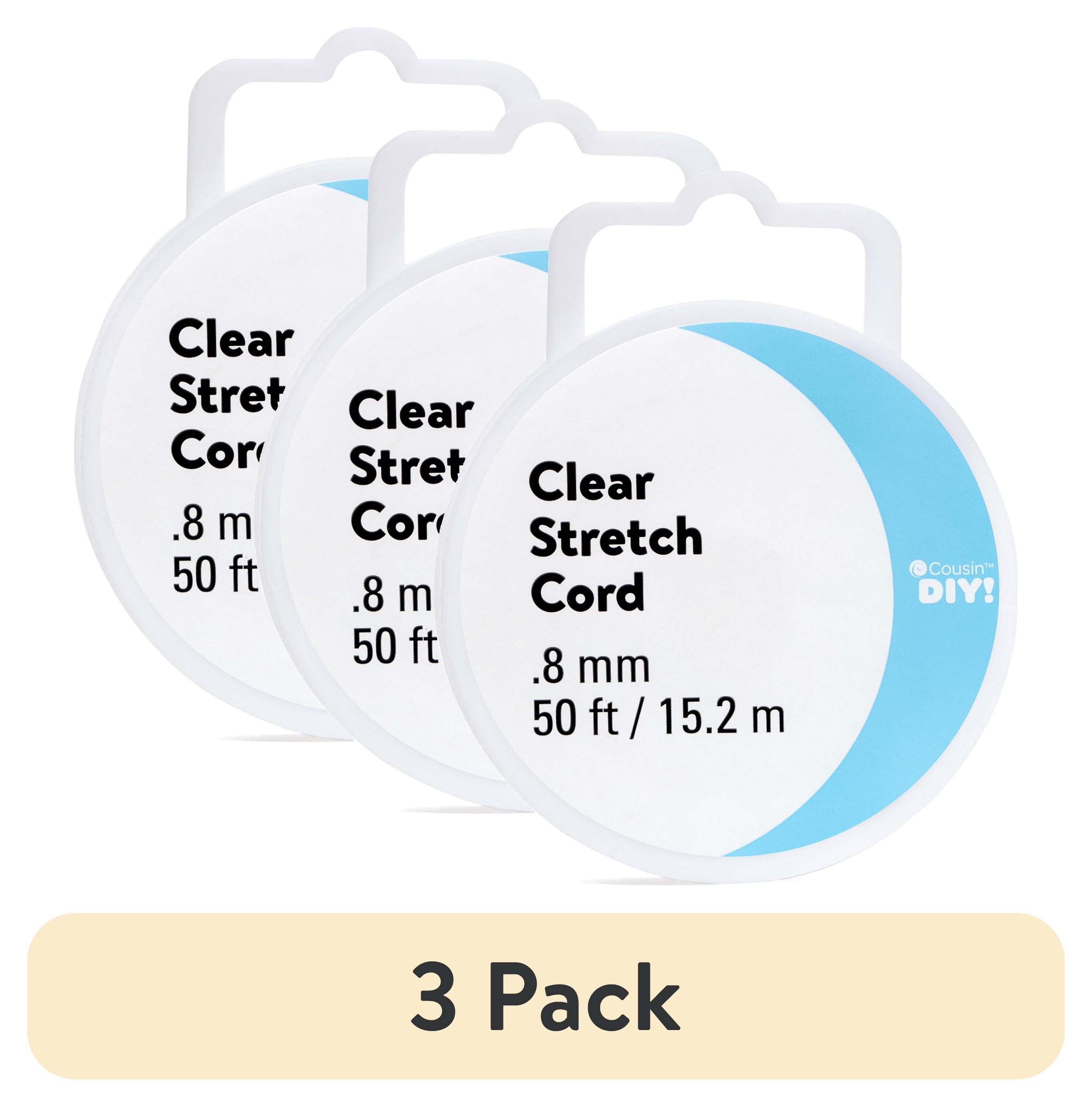 (3 pack) Cousin DIY Clear Stretch Cord, Jewelry Making, 0.8mm Thickness, 50 ft Roll
