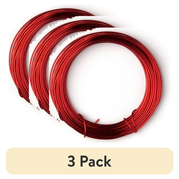 (3 pack) Cousin DIY Coated Copper Wire, Red Finish, 20 Gauge, 24 ft Roll