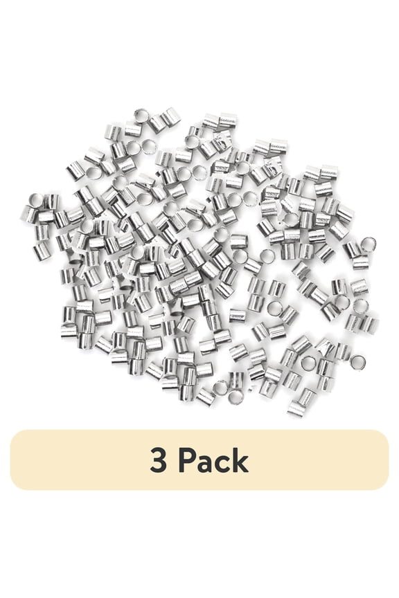 (3 pack) Cousin DIY Crimp Tube and Beads Set, Silver Finish, 100 Pieces