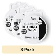 3 pack Cousin DIY Flexible Beading Wire, 0.45mm x 100 yd Roll, Silver Finish