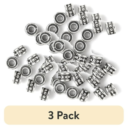 (3 pack) Cousin DIY Silver Finish Metal Rondelle Beads, Unisex, 30 Pieces, Model AJM63815158