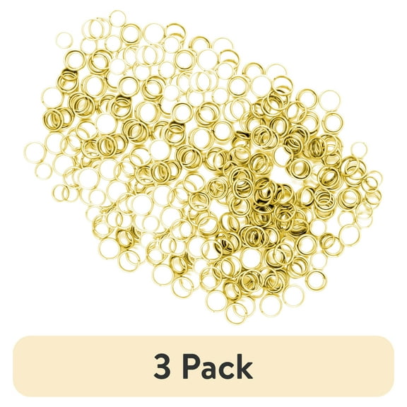 (3 pack) Cousin DIY Metal Split Ring Assortment, 4mm, 6mm, and 8mm, 240 Piece, Gold Finish