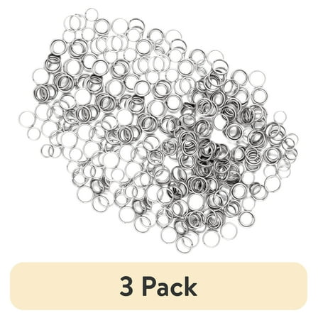 (3 pack) Cousin DIY Metal Split Ring Assortment, 4mm, 6mm, and 8mm, 240 Piece, Silver Finish
