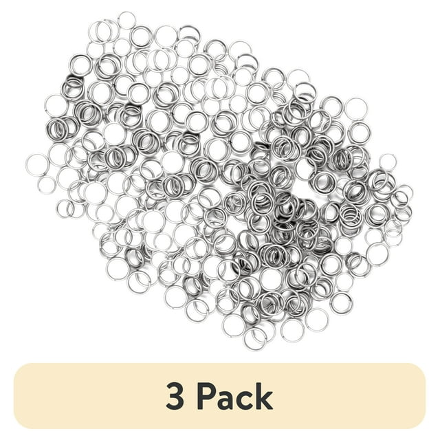 (3 pack) Cousin DIY Metal Split Ring Assortment, 4mm, 6mm, and 8mm, 240 Piece, Silver Finish