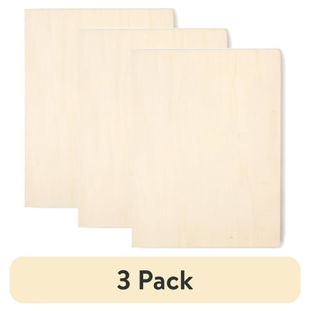 (3 pack) Cousin DIY Rustic Unfinished Rectangle Natural Wood Canvas, 6" x 8" x .75", Unisex for Kids and Adults