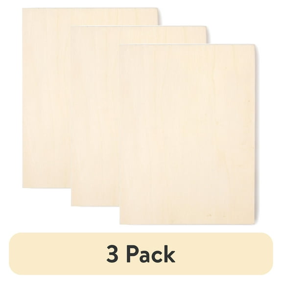 (3 pack) Cousin DIY Rustic Unfinished Rectangle Natural Wood Canvas, 6" x 8" x .75", Unisex for Kids and Adults